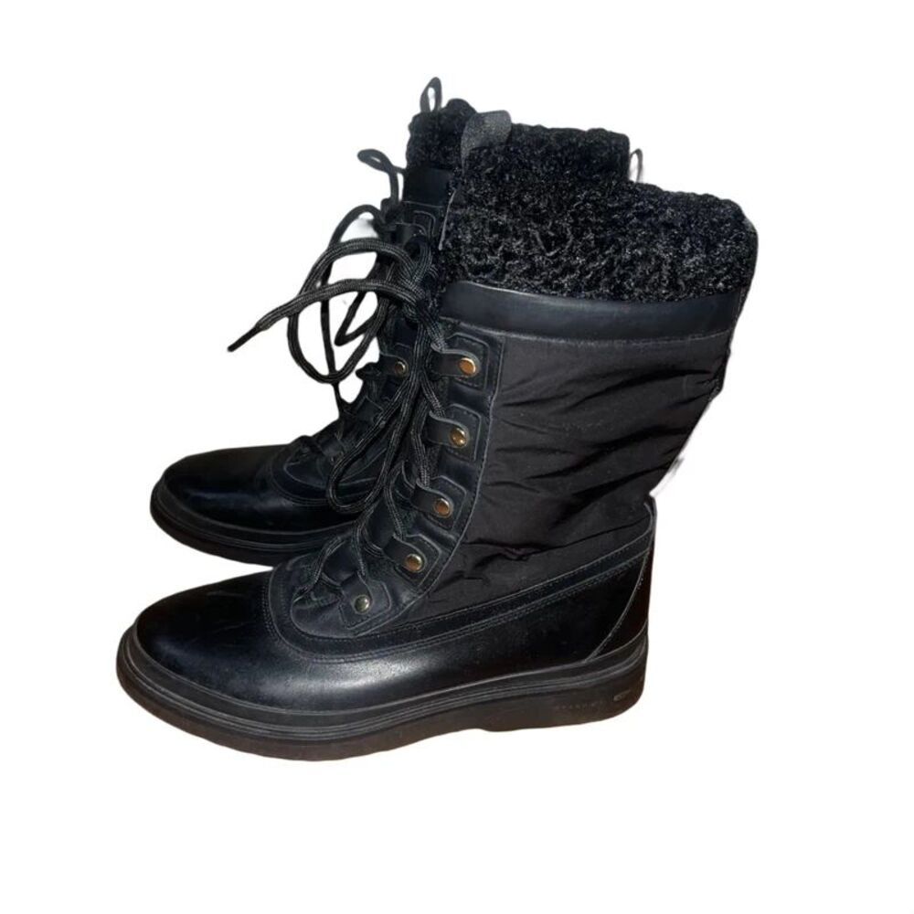 Cole Haan Woman’s Black Millbridge Lace Up Snow Boots SZ 8